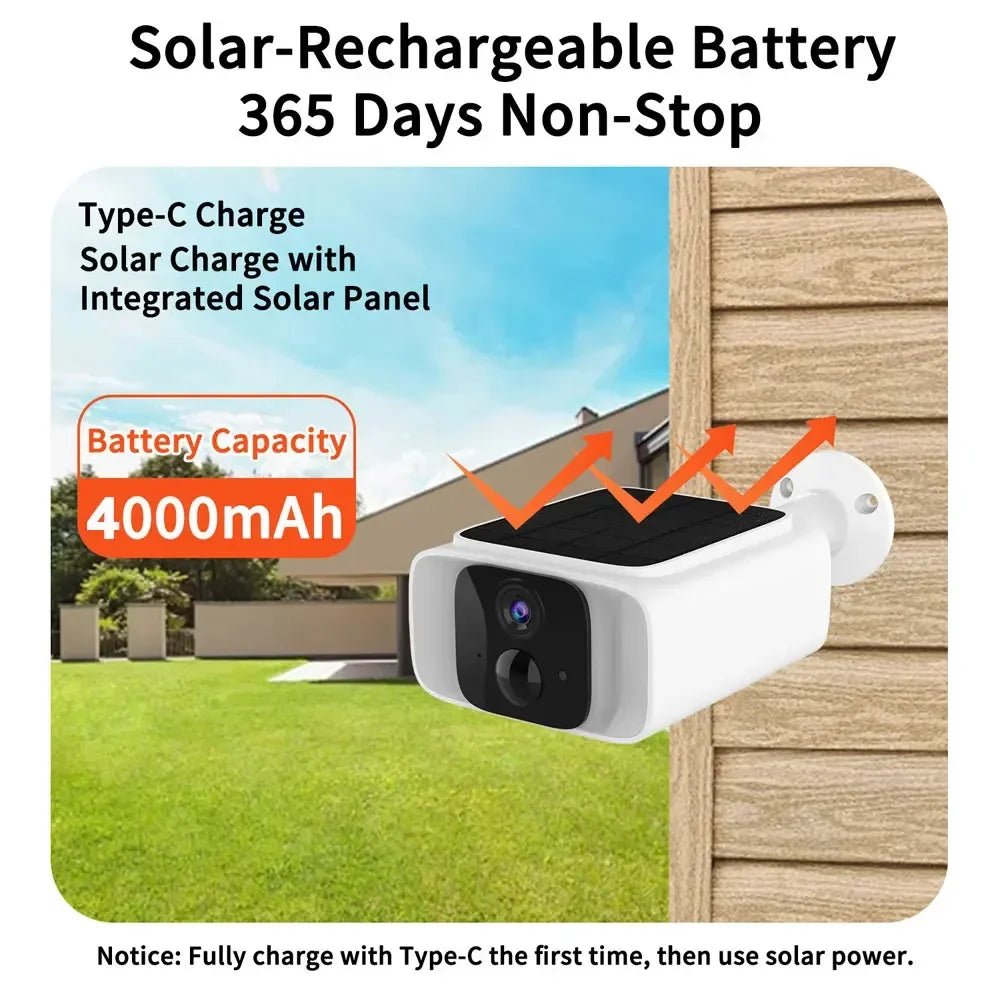 2K Solar Security Camera Wireless Outdoor 2.4/5G WiFi Cameras for Home with Fix Solar Panel Two-Way Talk Waterproof Surveillance