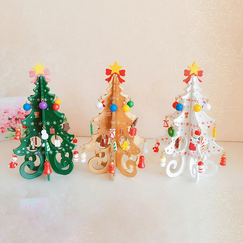 Creative DIY Wooden Christmas Tree Window Shop Mall Desktop Display Props Ornament Holiday Gifts Decoration Ornaments