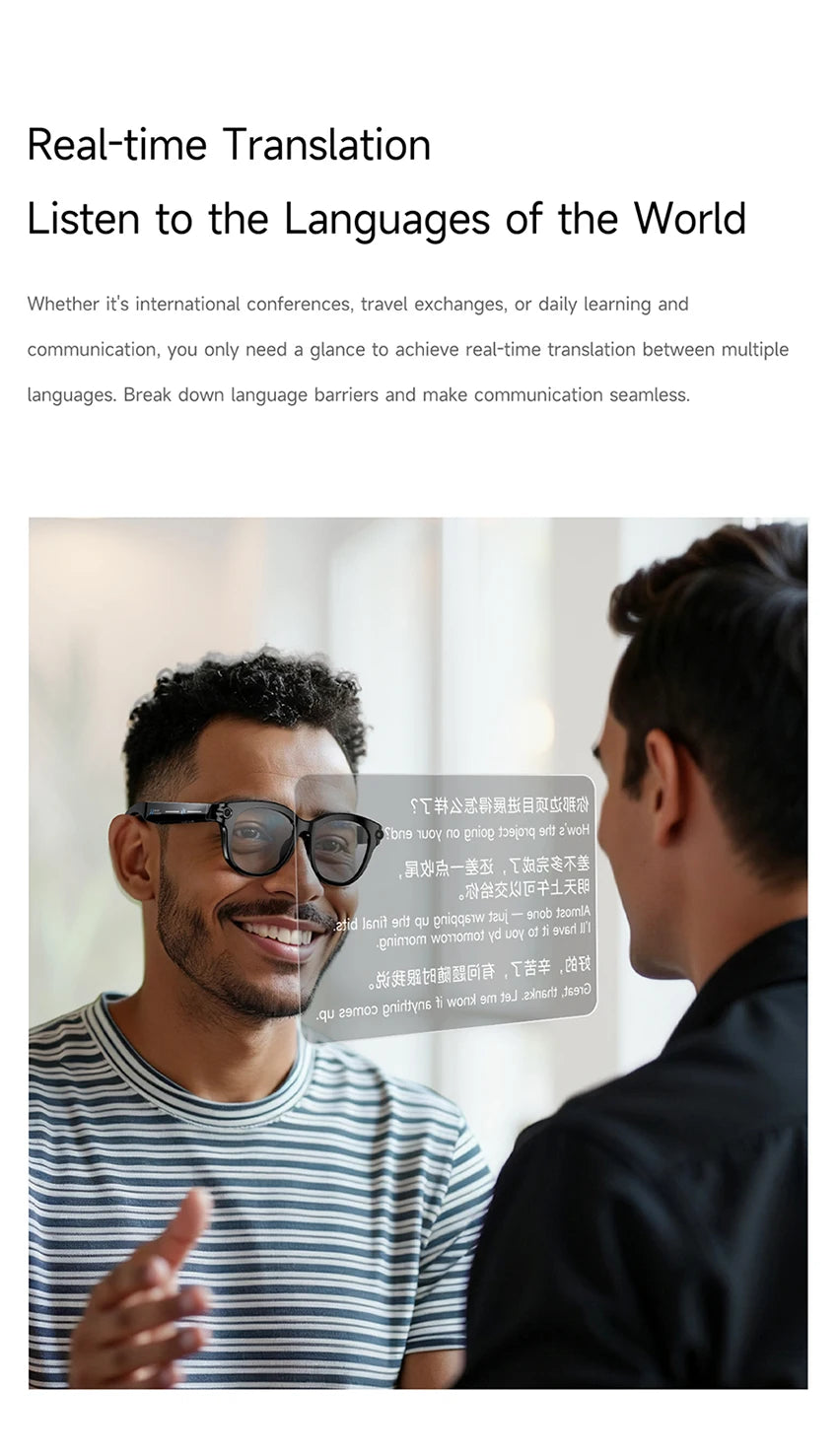 M89-S AI Smart Glasses Equipped with High-Definition 1080P Camera Translation AI Voice Assistant Music Playback and LED Lighting