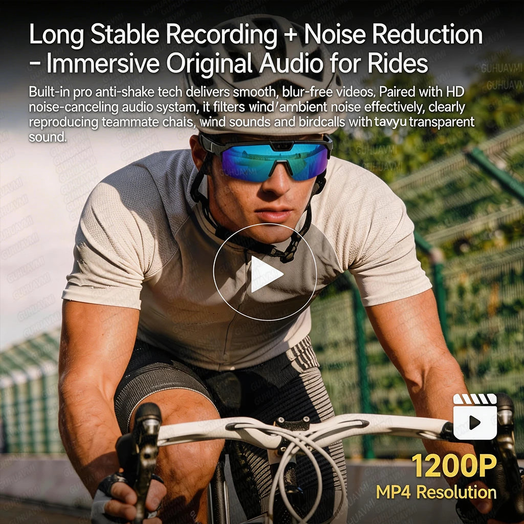 2026 New AI Camera Glasses, 1200P HD Video Recording, 30MP Photo Shooting, Voice Assistant, WiFi Sync for Cycling Hiking Travel