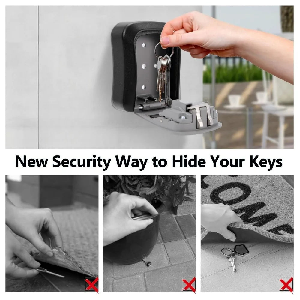 Key Lock Box 4 Digit Password  ABS Security Anti-theft Durable Wall Mounted Password Key Box for Home or Office Key Safe Storage