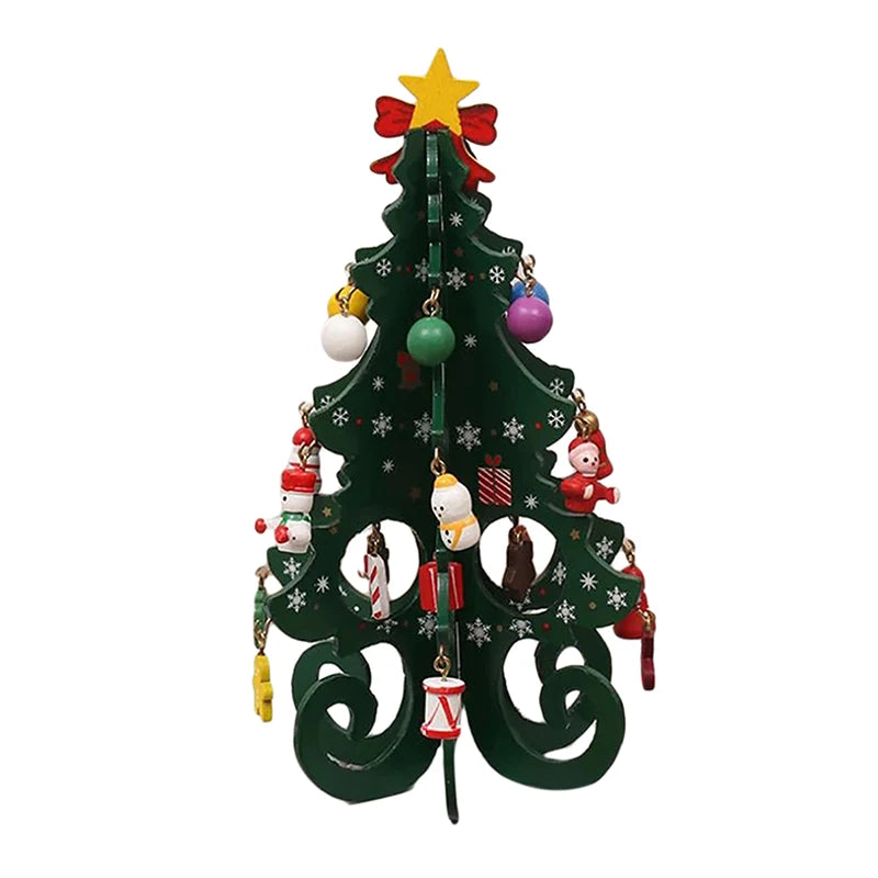 Creative DIY Wooden Christmas Tree Window Shop Mall Desktop Display Props Ornament Holiday Gifts Decoration Ornaments