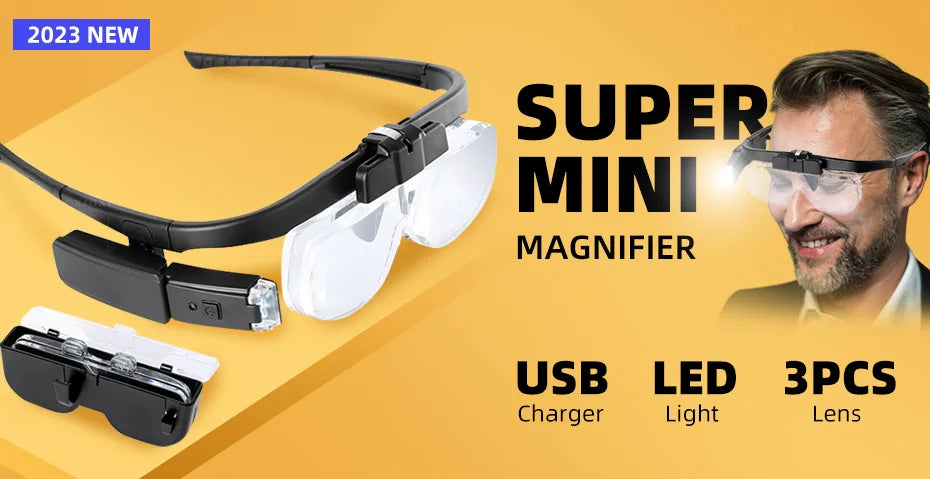 LED Magnifier 1.5x 2x 2.5x 3x 3.5x 8x Magnifying Glasses for Jewelry Watch Electronic Repair Hands-Free Loupe