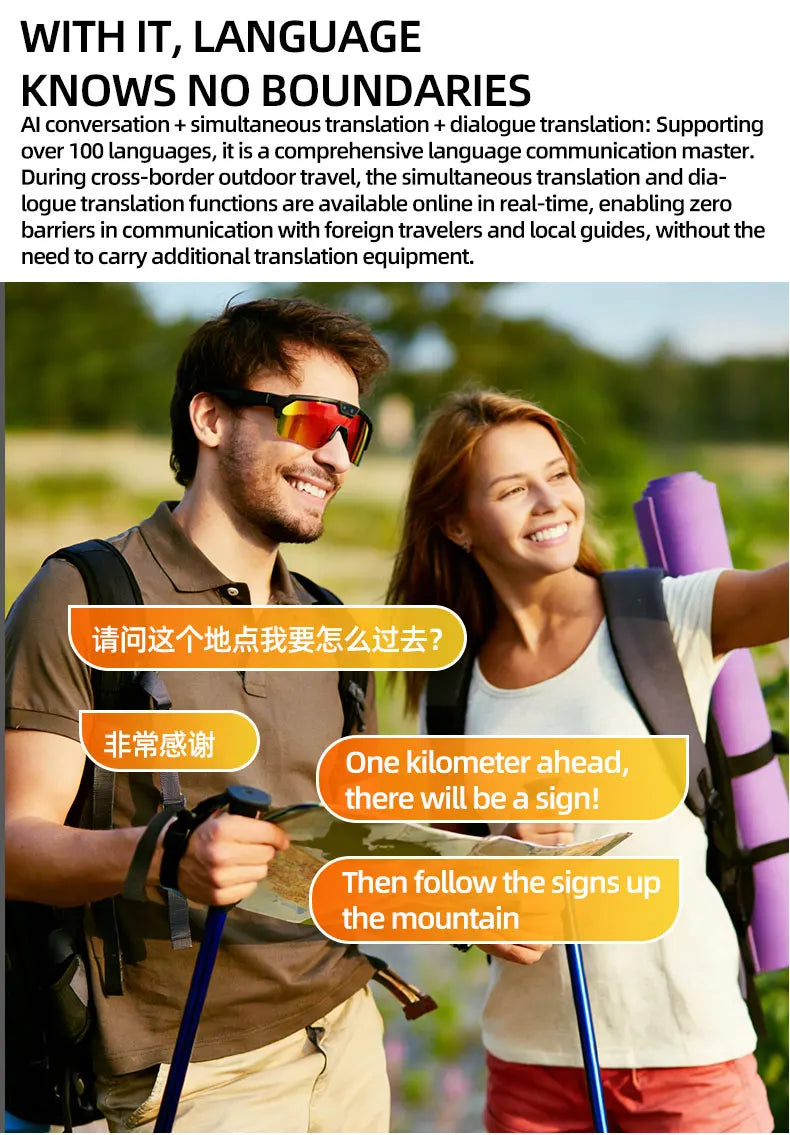 2026 New AI Camera Glasses, 1200P HD Video Recording, 30MP Photo Shooting, Voice Assistant, WiFi Sync for Cycling Hiking Travel