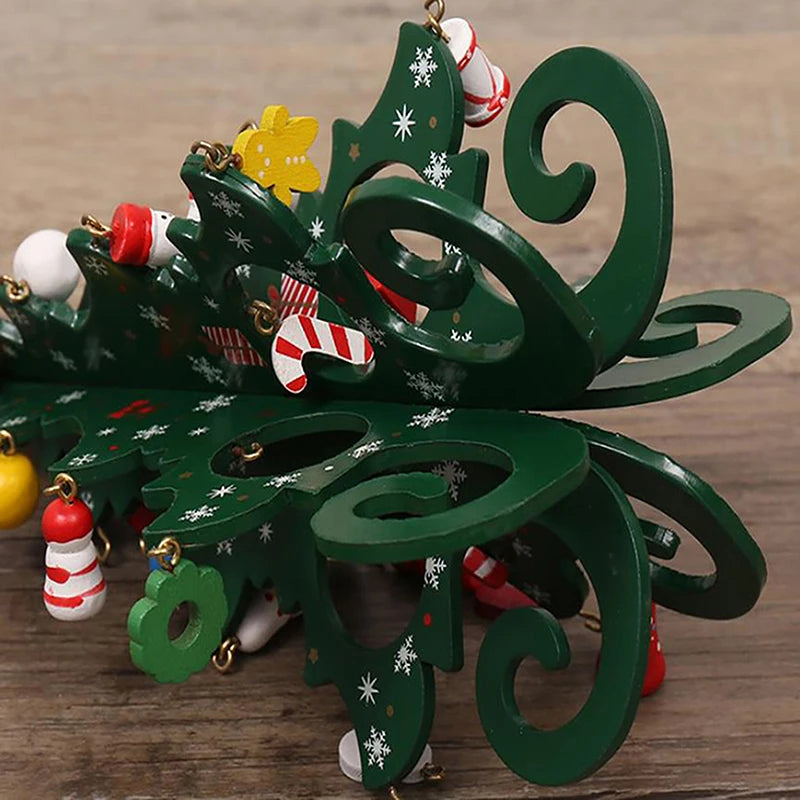 Creative DIY Wooden Christmas Tree Window Shop Mall Desktop Display Props Ornament Holiday Gifts Decoration Ornaments