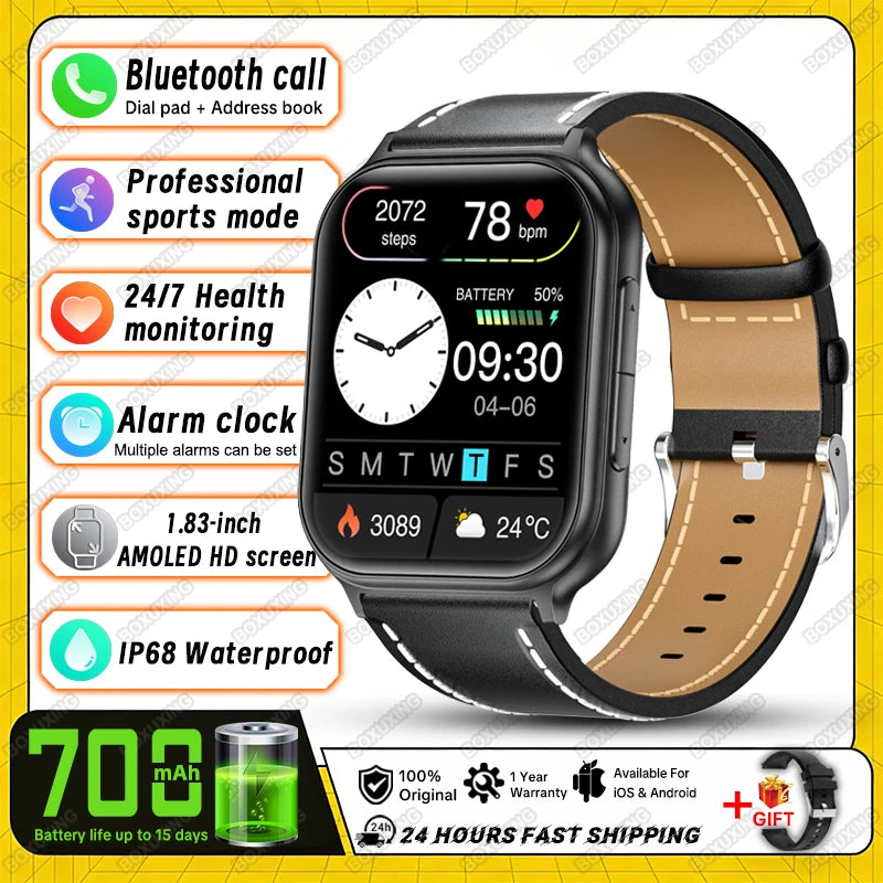 2026 New Smartwatches Men Women Sports Fitness Tracker IP68 Waterproof Built-in 24H Heart Rate 700 mAh Battery Call Smart Watch