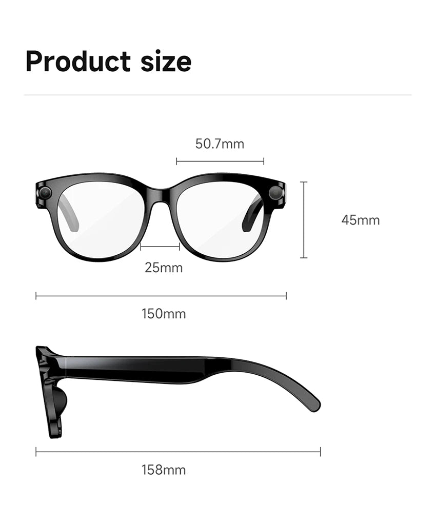 M89-S AI Smart Glasses Equipped with High-Definition 1080P Camera Translation AI Voice Assistant Music Playback and LED Lighting