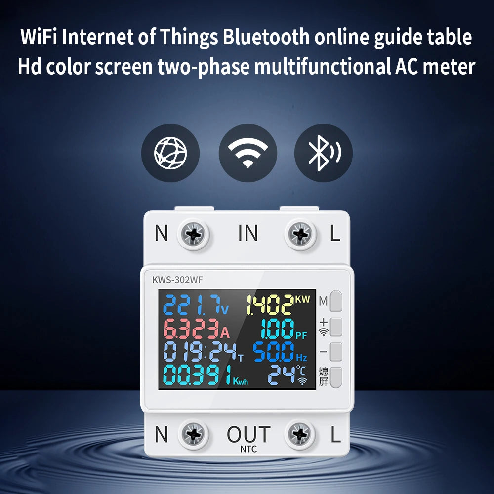 Tuya WiFi Smart Power Meter Earth Leakage Protector Switch Wattmeter Current Voltage Monitor Relay Circuit Breaker Energy Meter