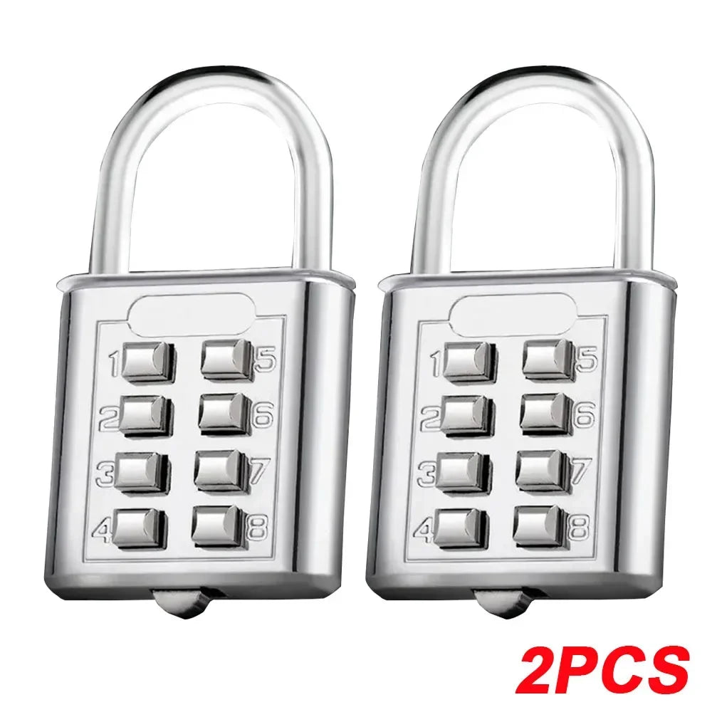 8 Digit Padlock Outdoor Waterproof Combination Zinc Alloy Travel Luggage Lock with Key for Suitcase Backpack Anti-Theft