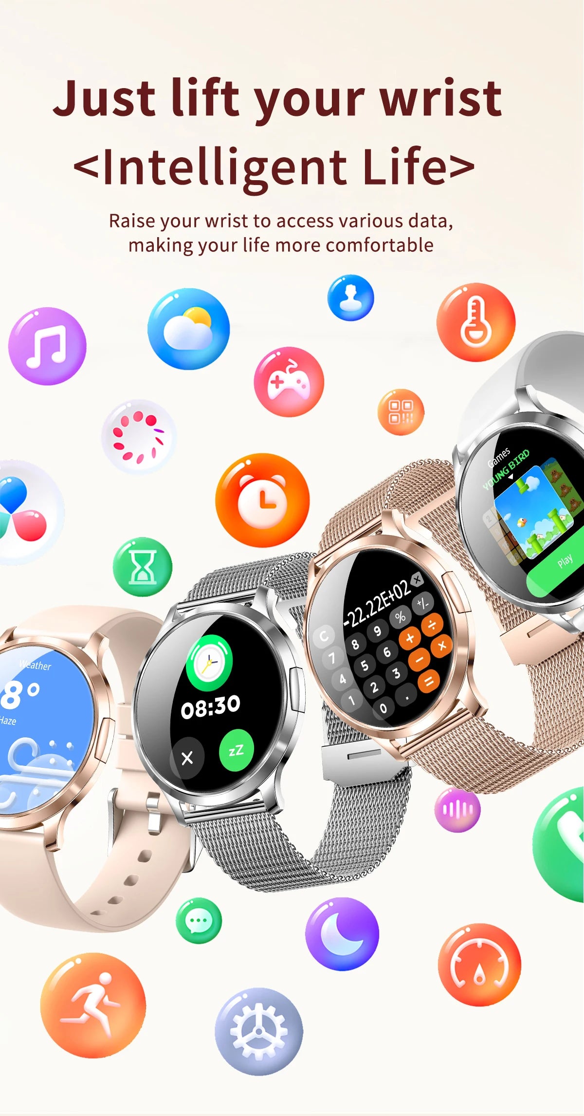 2026 New Smart Watch For Women 1.32" AMOLED Display Answer Make Call Message Health Sport Watch Ladies' Gift Music Digital Clock