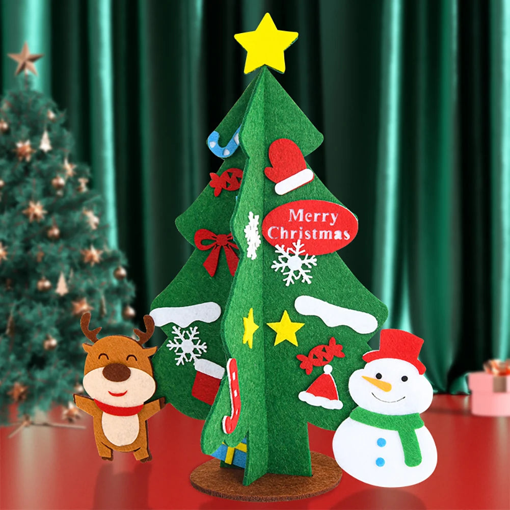 Christmas Tree Ornament Handmade DIY Santa Claus Snowman Desktop Xmas Tree Decoration
