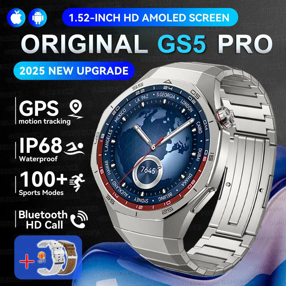 2026 New Sports Watch 5 Pro GPS Track Smart Watches Men 1.53"AMOLED Full Touch Screen Waterproof Bluetooth Talk Smart Bracelet