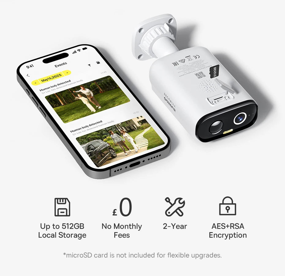 Baseus Security S1 Lite Solar Security Camera Wireless Outdoor Camera Continuous Power 2K Resolution 135°FOV IP67 Wifi Camera
