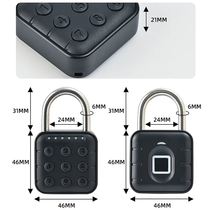 Tuya Smart Bluetooth Password Fingerprint Padlock Waterproof Keyless Security Electronic Luggage Bag Case Anti-theft Lock