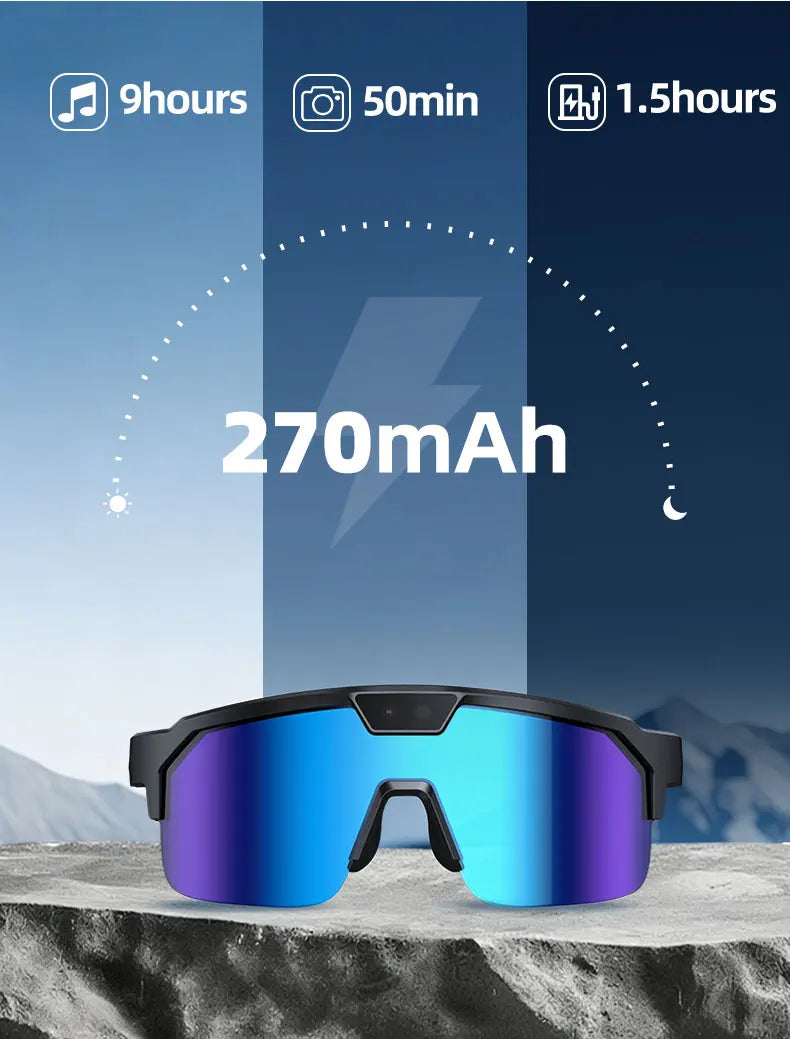 2026 New AI Camera Glasses, 1200P HD Video Recording, 30MP Photo Shooting, Voice Assistant, WiFi Sync for Cycling Hiking Travel