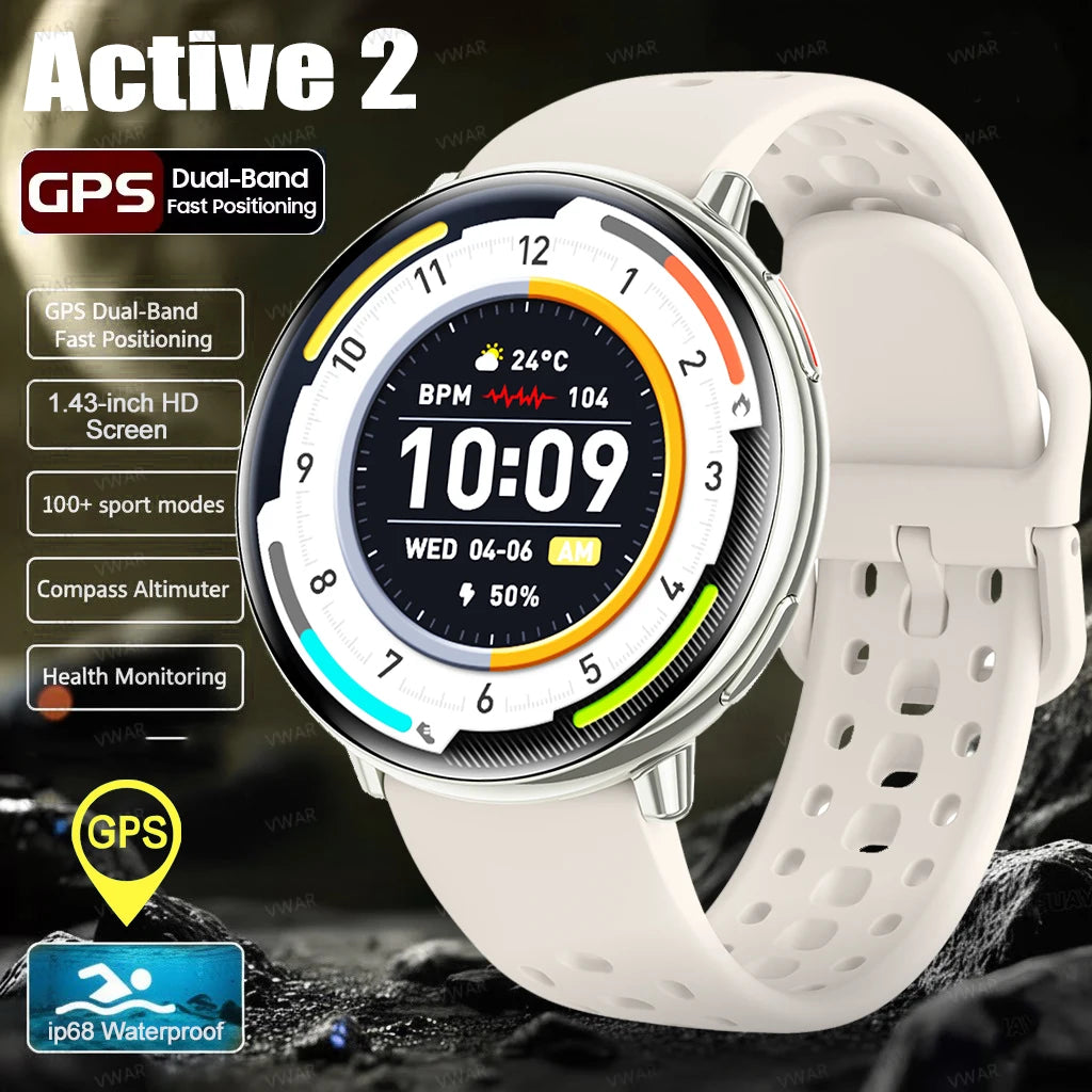 2026New Active 2 Smart Watch Built-in GPS for Women Men IP68 Waterproof Sports Watches Heart Rate Monitor Ultra-Thin Smartwatch