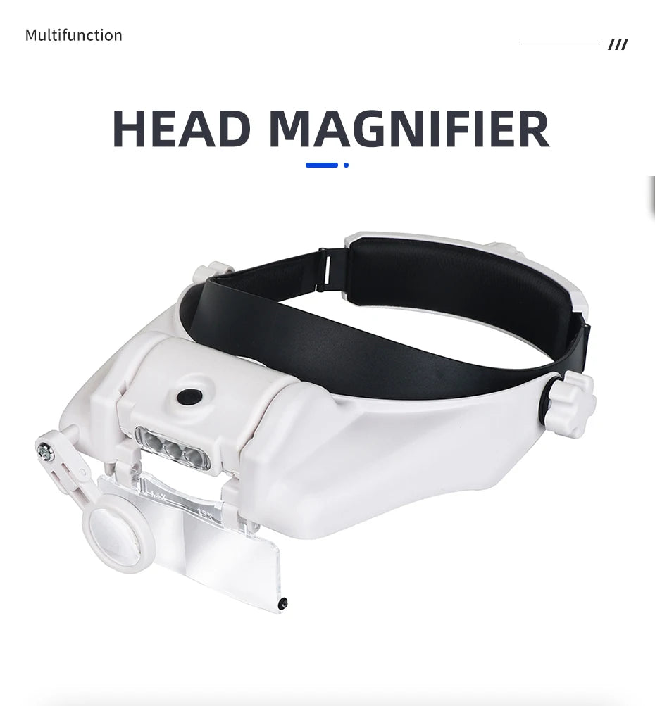 LED Magnifier 1.5x 2x 2.5x 3x 3.5x 8x Magnifying Glasses for Jewelry Watch Electronic Repair Hands-Free Loupe