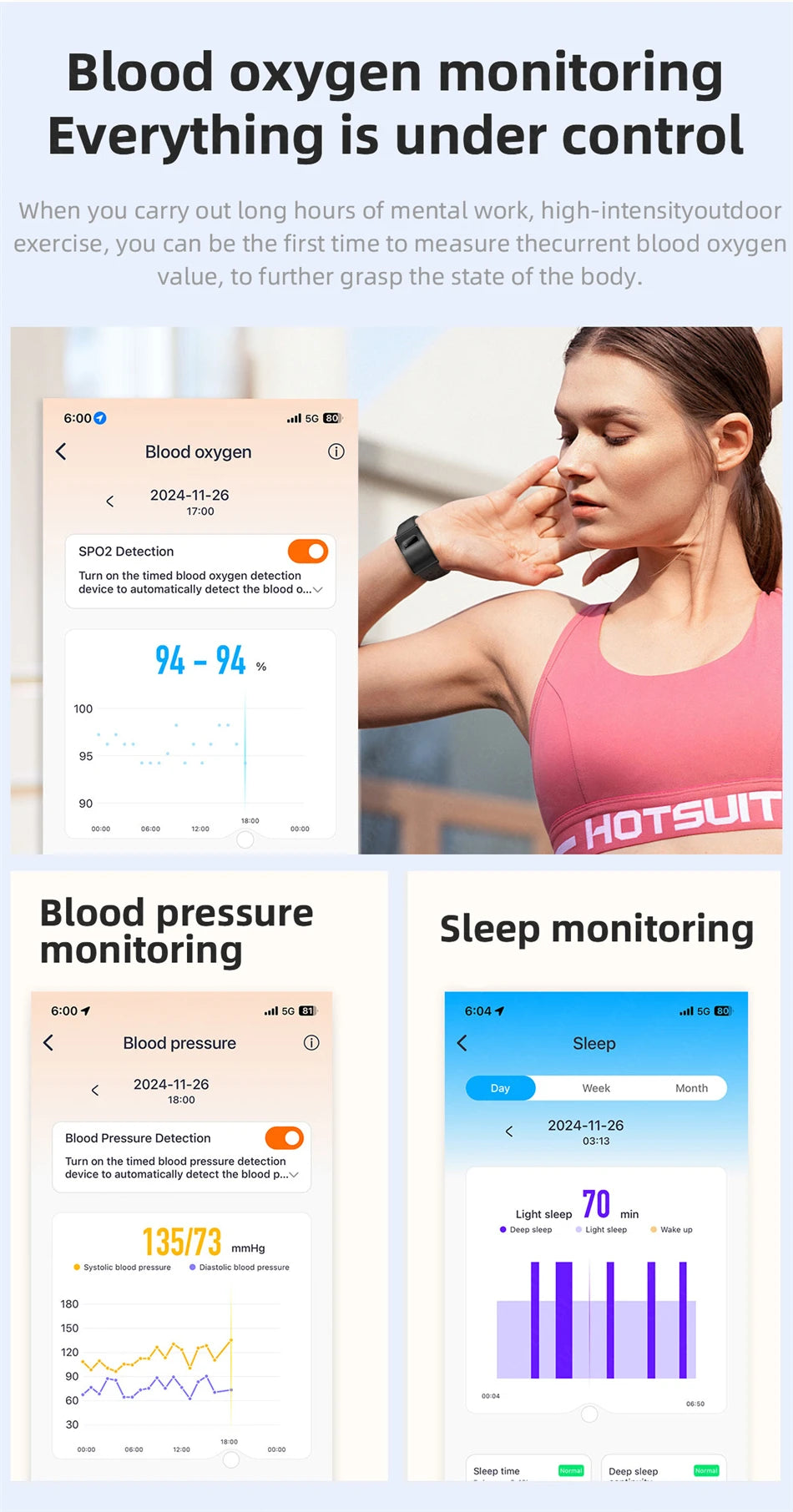 2026 No Screen Smart Watch for Men Women Waterproof Sport Electronic Bracelet Fitness Tracker Heart Rate Sleep Monitor Pedometer
