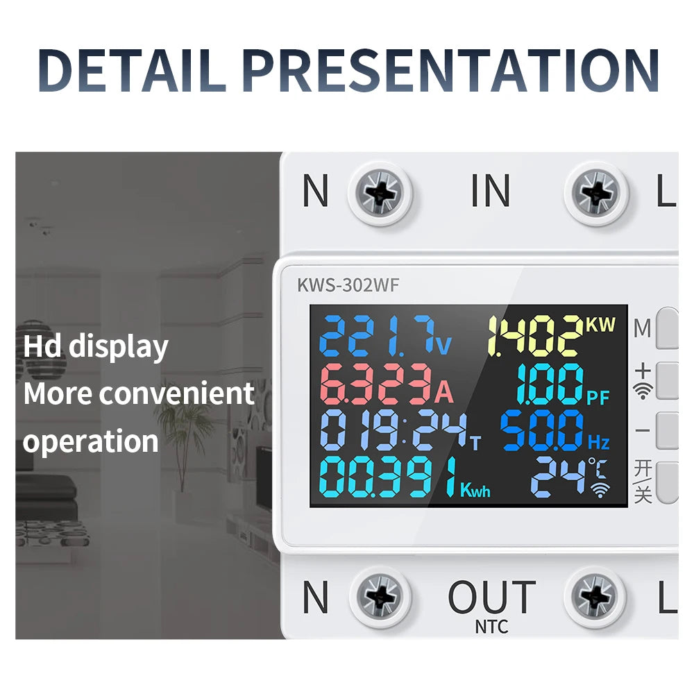 Tuya WiFi Smart Power Meter Earth Leakage Protector Switch Wattmeter Current Voltage Monitor Relay Circuit Breaker Energy Meter