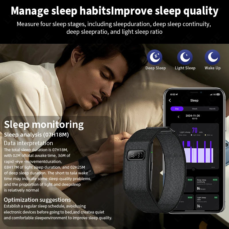 2026 No Screen Smart Watch for Men Women Waterproof Sport Electronic Bracelet Fitness Tracker Heart Rate Sleep Monitor Pedometer